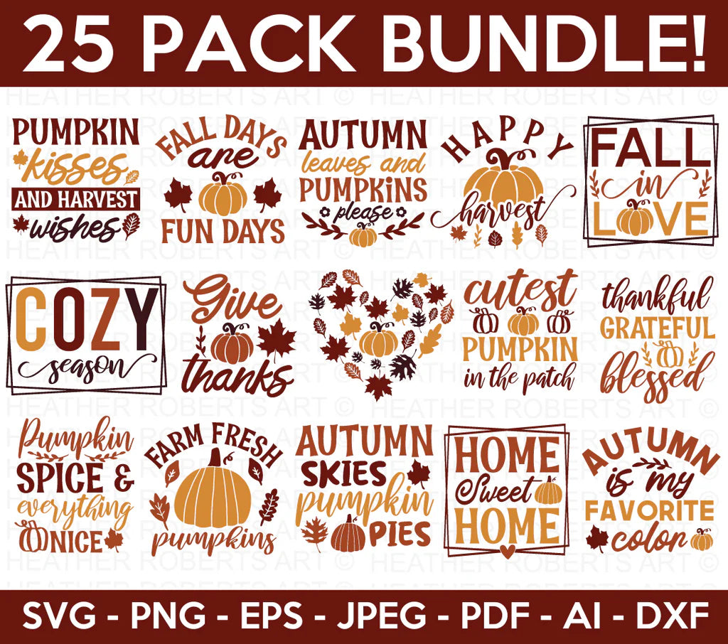 Autumn Clipart Bundle, SVG Files for Cricut / Silhouette