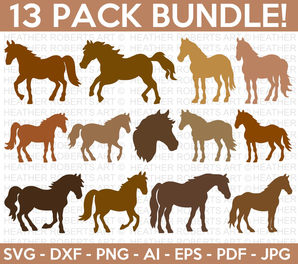 Horse SVG Bundle, Horse Cliparts for Cricut / Silhouette