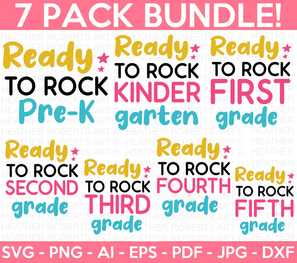 Ready To Rock Back to School SVG Bundle, Cliparts for Cricut / Silhouette