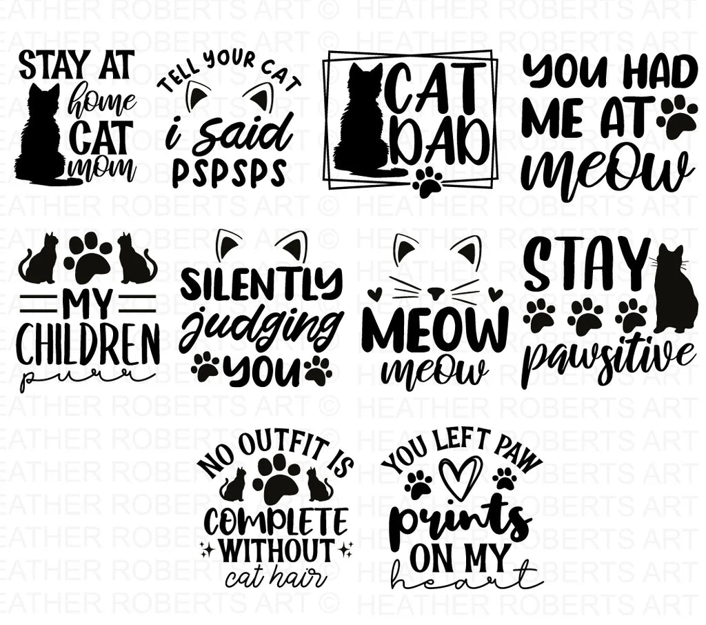 Cat Quotes Svg Bundle, Cat Quotes Clipart for Cricut / Silhouette