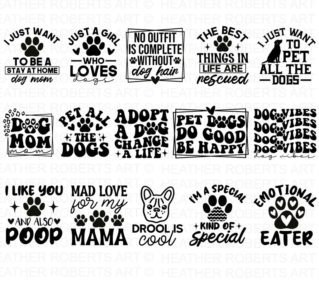Dog Quotes SVG Bundle, Cliparts for Cricut / Silhouette