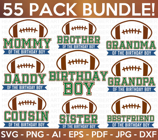 Football Birthday SVG Bundle, Cliparts for Cricut / Silhouette