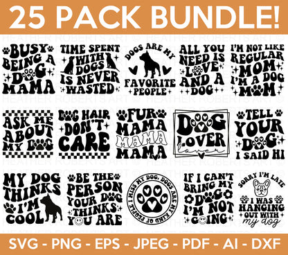 Retro Dog Quotes SVG Bundle, Cliparts for Cricut / Silhouette