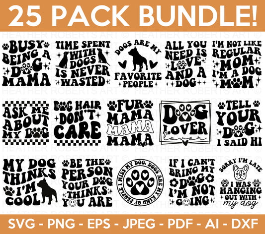 Retro Dog Quotes SVG Bundle, Cliparts for Cricut / Silhouette
