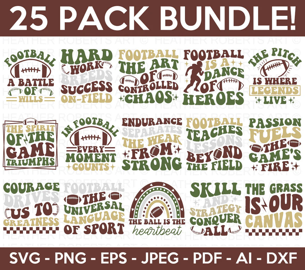 Retro Football SVG Bundle, Cliparts for Cricut / Silhouette