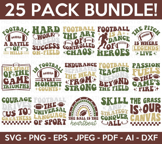 Retro Football SVG Bundle, Cliparts for Cricut / Silhouette
