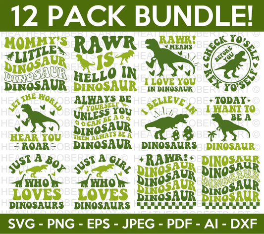 Retro Dinosaur SVG Bundle, Cliparts for Cricut / Silhouette