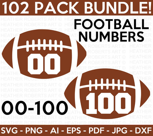 Football Numbers SVG Bundle, Cliparts for Cricut / Silhouette
