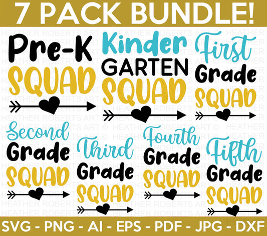 Squad Back to School SVG Bundle, Cliparts for Cricut / Silhouette