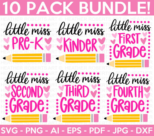 Little Miss Back to School SVG Bundle, Cliparts for Cricut / Silhouette