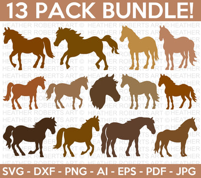 Horse SVG Bundle, Horse Cliparts for Cricut / Silhouette
