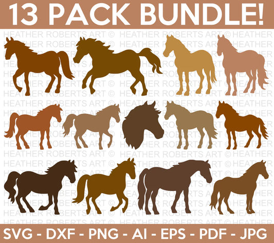 Horse SVG Bundle, Horse Cliparts for Cricut / Silhouette