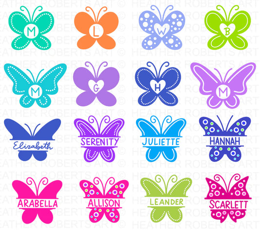 Butterfly Monogram Svg Bundle, Cliparts Set Cricut / Silhouette