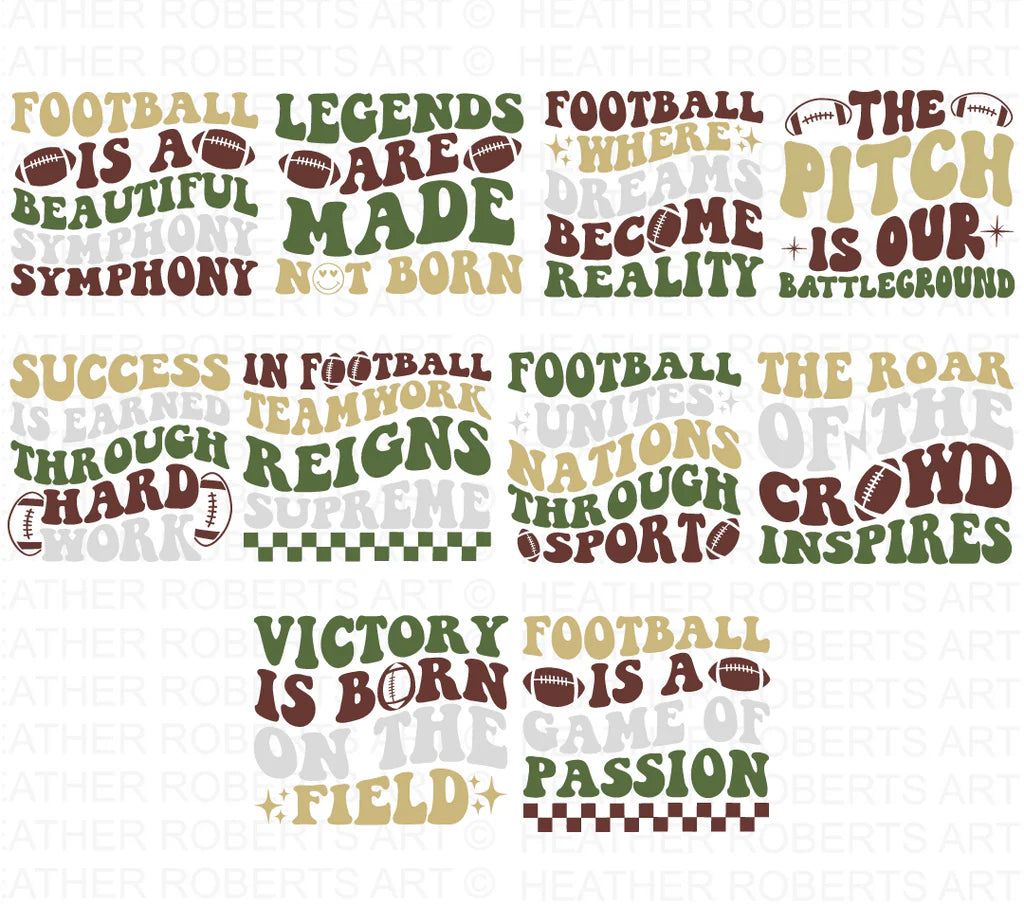 Retro Football SVG Bundle, Cliparts for Cricut / Silhouette