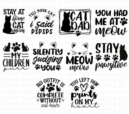 Cat Quotes Svg Bundle, Cat Quotes Clipart for Cricut / Silhouette