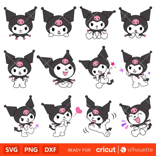 Kuromi Clipart Bundle, Kuromi Svg For Cricut / Silhouette